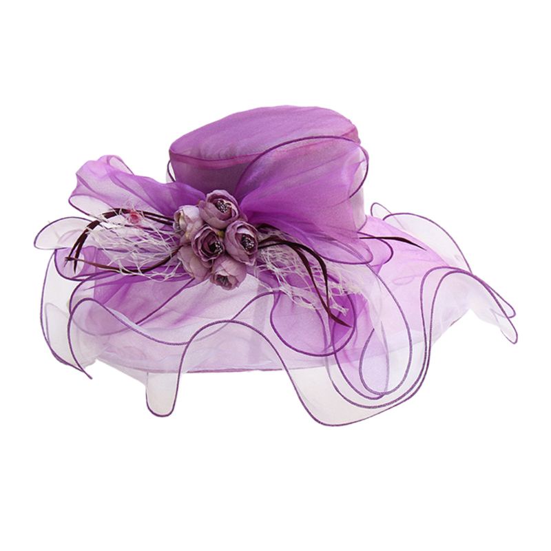 Han Mũ Vành Rộng Phối Bèo Vành Hoa Hồng Nhân Tạo Màu Tương Phản Cho Nữ Dự Tiệc Nhà Thờ Kentucky