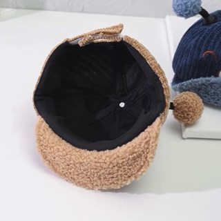 Mũ len tròn 2 tai lục lạc cho bé