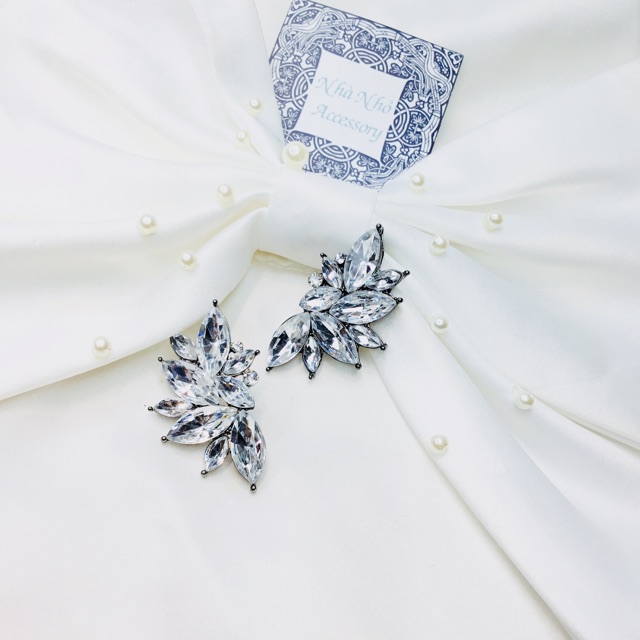 Bông Tai Đá Nhân Tạo Cô Dâu Hình Đôi Cánh NHÀ NHỎ MS 016