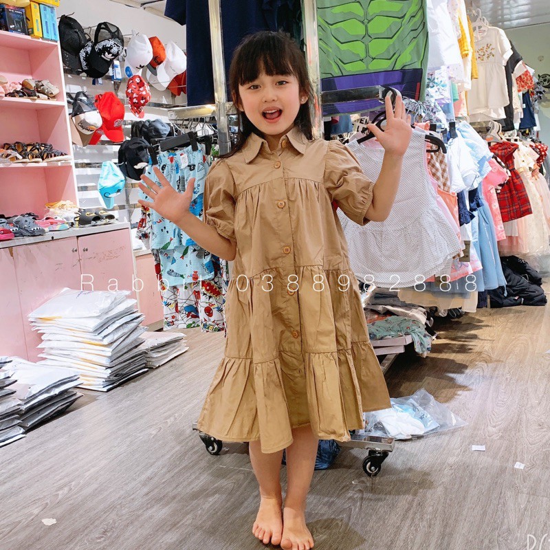 Váy babydoll nâu tây - RABBITSHOP