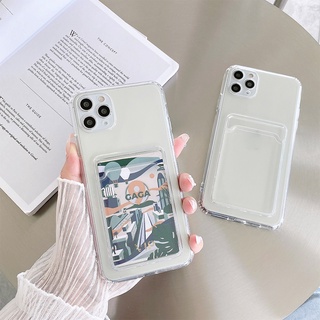 Ốp Điện Thoại TPU Mềm Trong Suốt Kèm Ngăn Đựng Thẻ Cho iPhone 11 12 13 Pro Max XR X XS 7 8 Plus