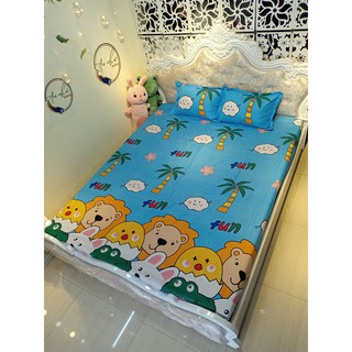 Combo 3 Món Ga Gối Hè Thu Chất Cotton Poly MẪU DỪA XANH CHO BÉ TRAI
