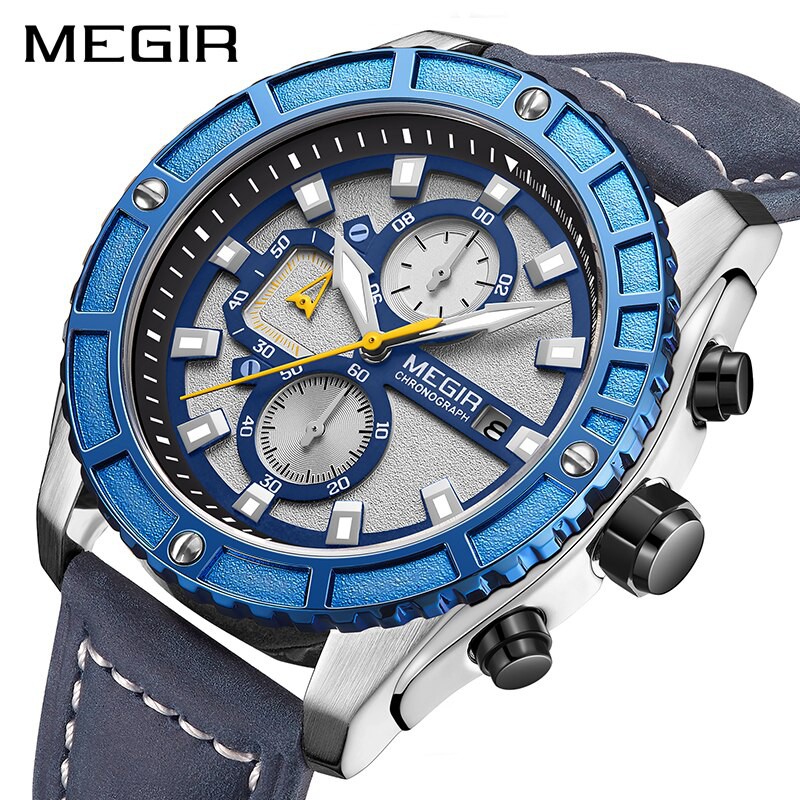 MEGIR 2119 Men's Sports Watch Illuminated Water Resistant Chronograph Men's Wrist Watches