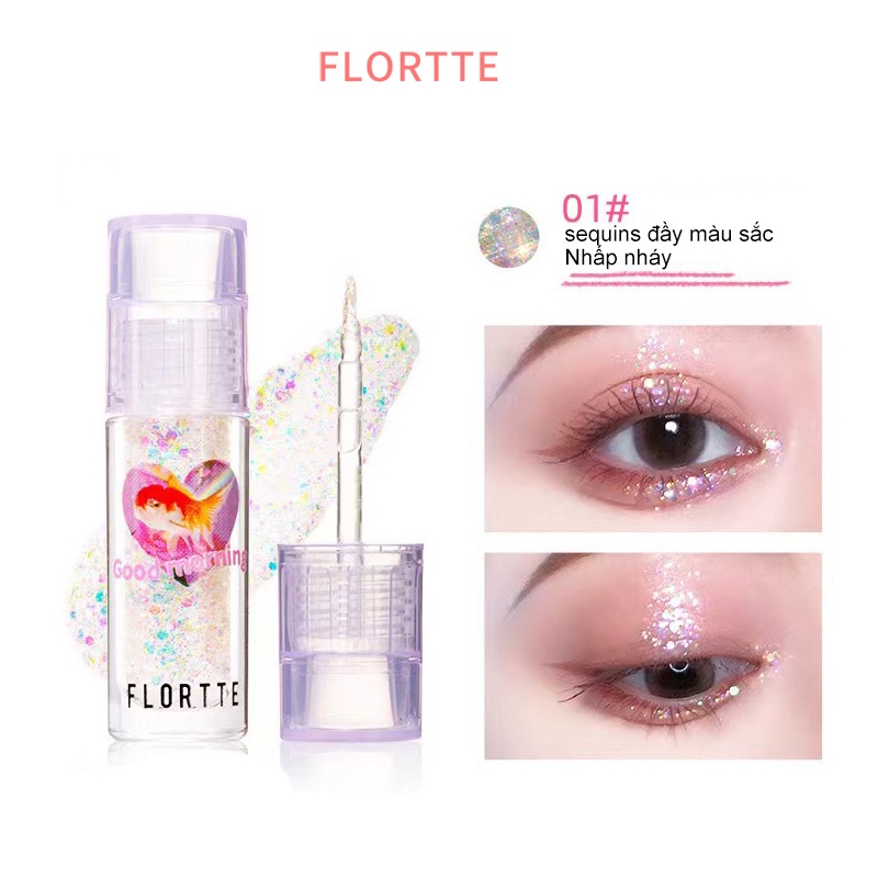 Phấn mắt dạng lỏng FLORTTE hỗ trợ bắt sáng lấp lánh lâu trôi phấn mắt Không thấm nước chống thấm mồ hôi Bền