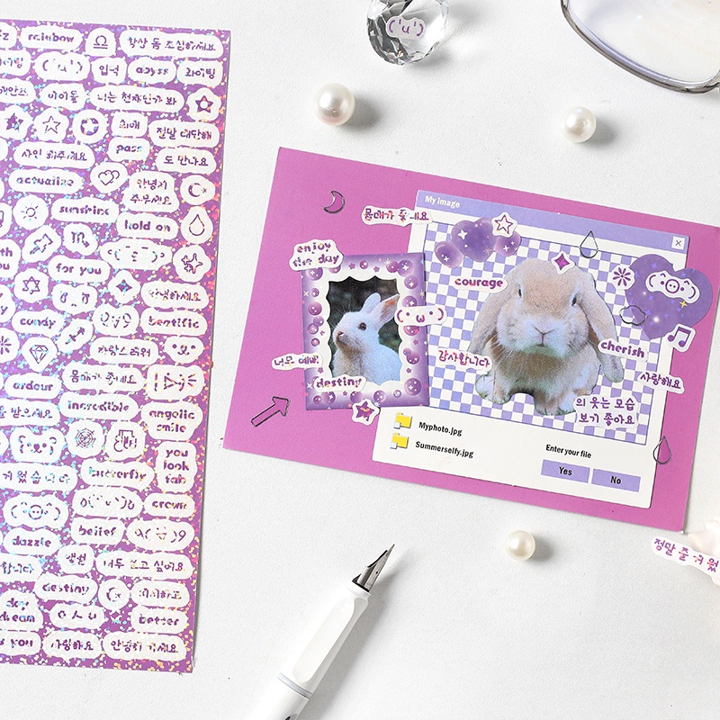 1 Tờ Nhãn Dán Ký Tự Tiếng Anh Mhamm Đơn Giản Sáng Bóng