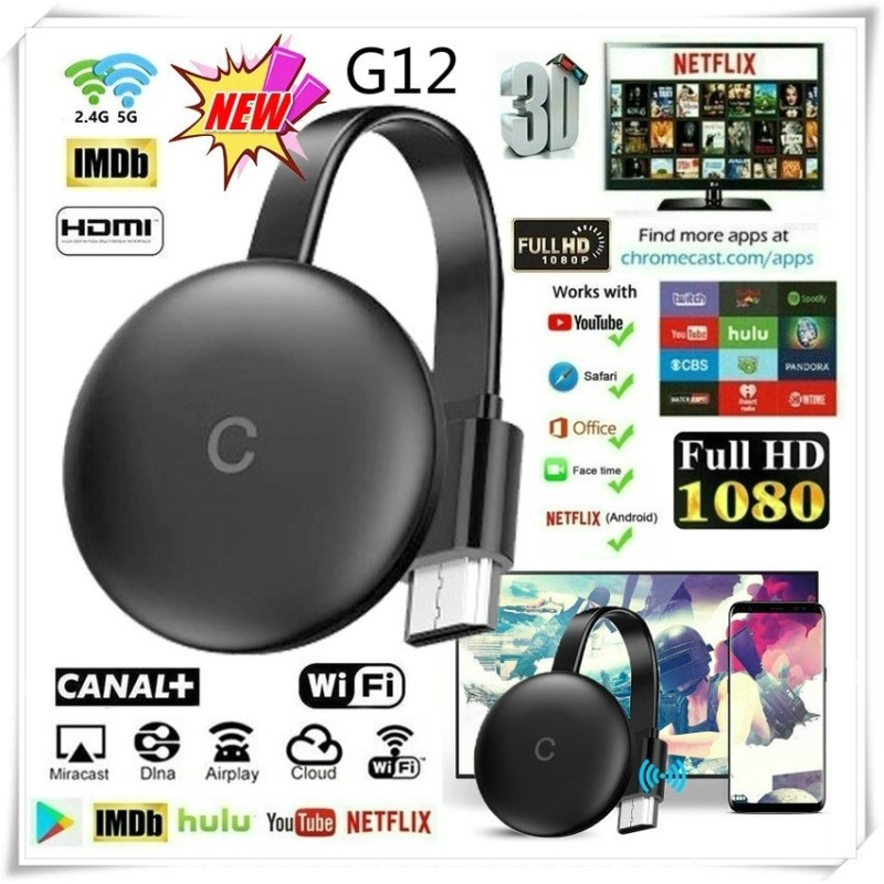 Thiết Bị Kết Nối Wifi Hdmi Không Dây G12 4k Google Cast Wecast / Hdmi 2.4g / 5g Cho Android Ios Youtube Netflix Chrome