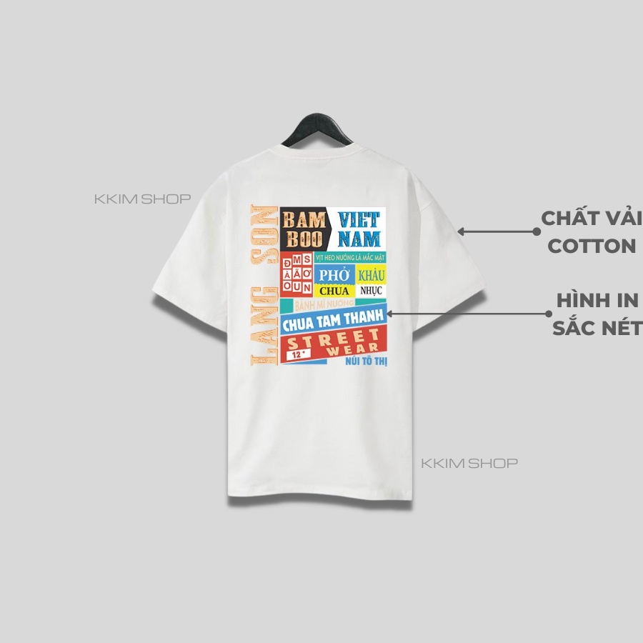 Áo thun tay lỡ LẠNG SƠN, Áo phông 63 tỉnh thành Form rộng oversize, chất liệu Cotton KKIMSHOP