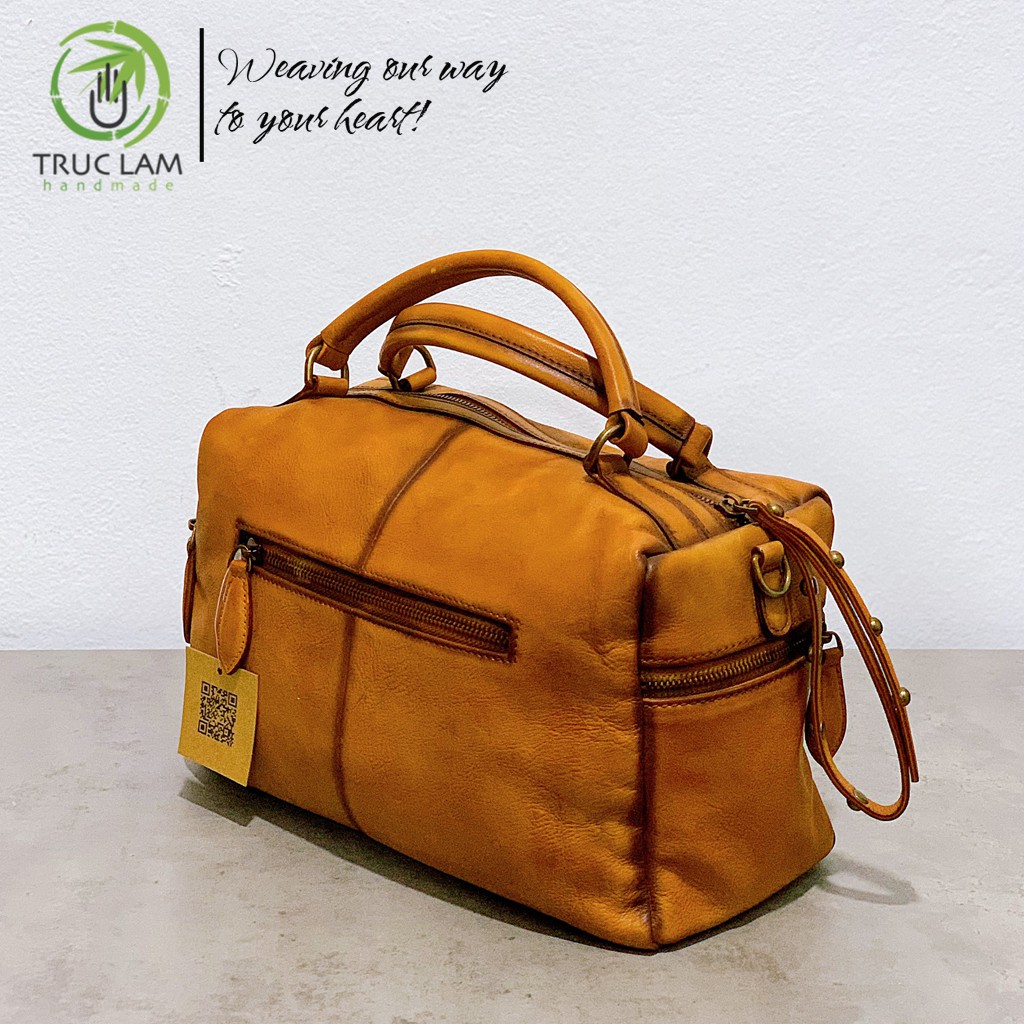 Túi Xách Thời Trang Hình Hộp Da Bò Thật Cao Cấp Nhiều Ngăn Tiện Lợi – Trúc Lâm Handmade