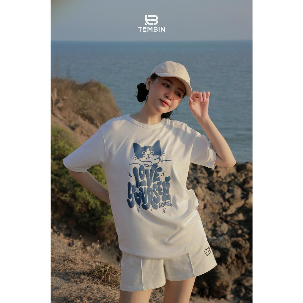 Áo Thun TEMBIN - Cat LoveYourself - Cotton - Local Brand