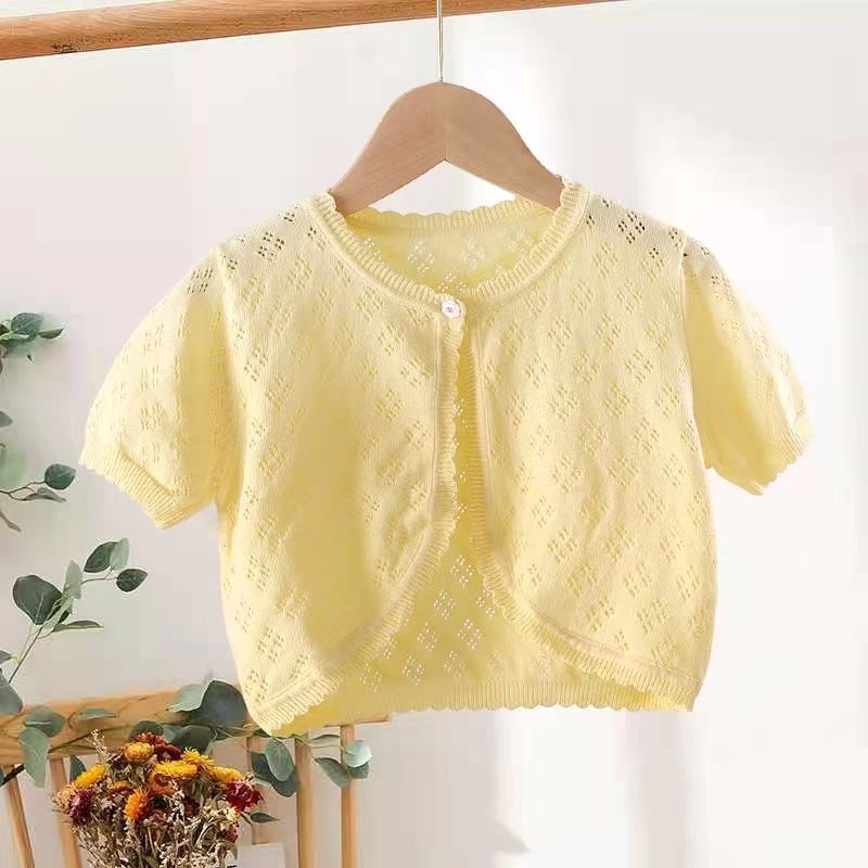 Áo Khoác Cardigan Dệt Kim Mỏng Chống Nắng Thời Trang Mùa Hè Cho Bé Gái
