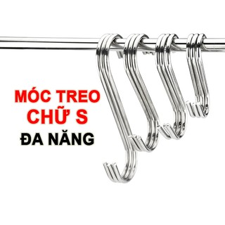 Móc treo đồ chữ S inox cao cấp chống gỉ, Dày 4.2mm & dài 7cm, làm móc treo quần áo, dụng cụ nhà bếp