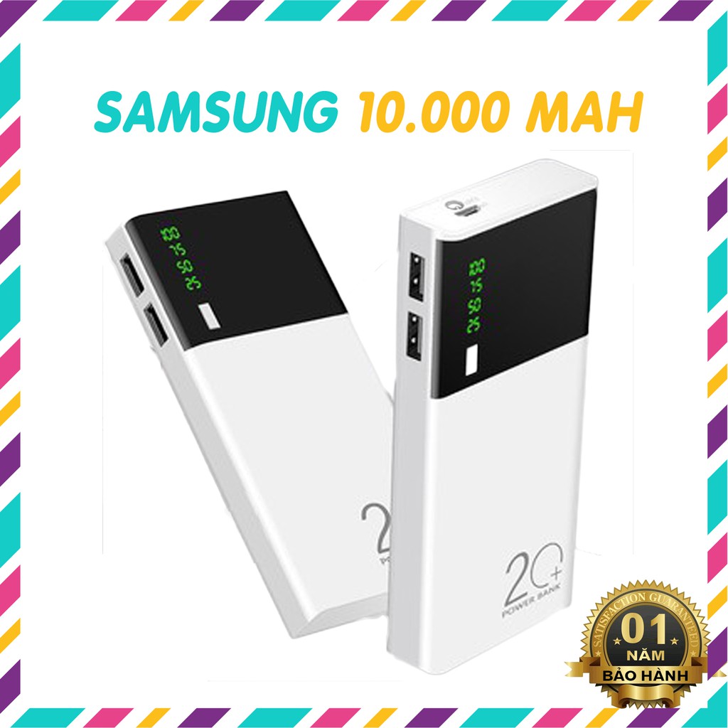 Sạc Dự Phòng Samsung💖Xả Lỗ xin 5 sao💖10.000mah có đèn pin và hiển thị % pin 5 lõi bảo hành lỗi 1 đổi 1