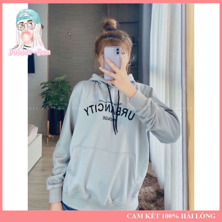 Hoodie Chất Liệu Nỉ Ấm Form Rộng Dưới 60kg Bubble Gum