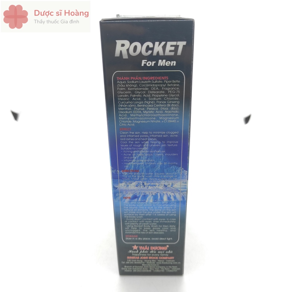 Sữa Tắm Rocket cho Nam Giới - Giảm Mụn Trứng Cá Toàn Thân, Làm Sạch Da, Lỗ Chân Lông- Chai 200g