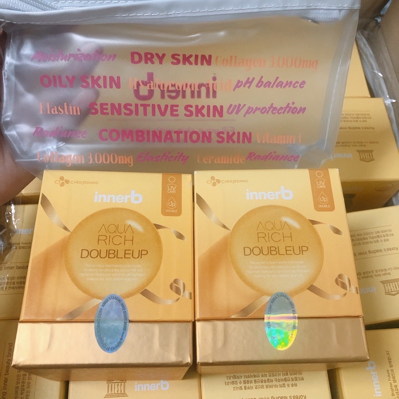 [PHIÊN BẢN NÂNG CẤP- Tặng túi] Viên Uống Cấp Nước Và Collagen InnerB Aqua Rich Double Up 70 viên | Thế Giới Skin Care
