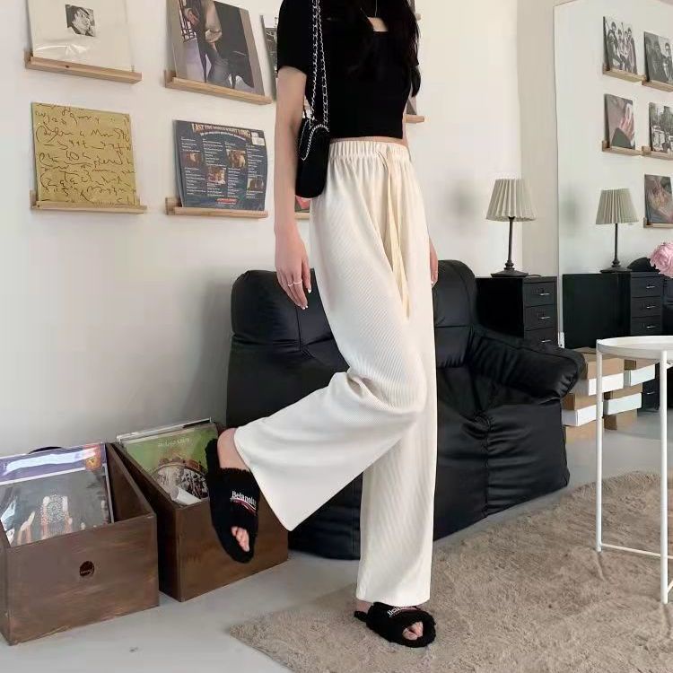 Quần Nhung Kẻ Ống Rộng Lưng Cao Có size Lớn 2-300 Dành Cho Nữ