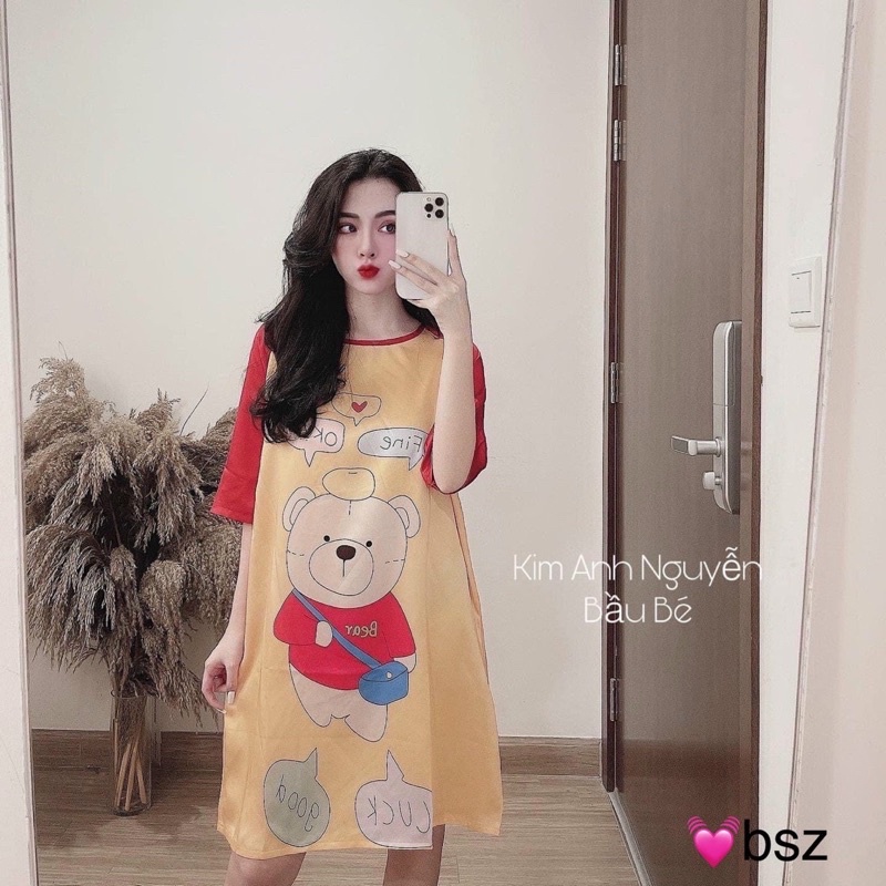 [Siêu Hot] Váy Ngủ Lụa Hình Cute Tay Lỡ Có Ảnh Thật Kèm Video | BigBuy360 - bigbuy360.vn