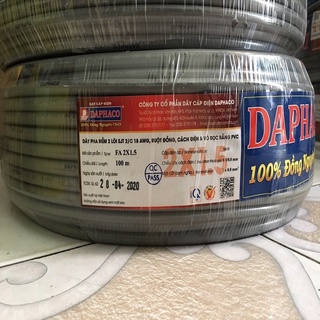 100 mét dây điện daphaco đôi 2x1.5 tròn xám - fa2x1.5