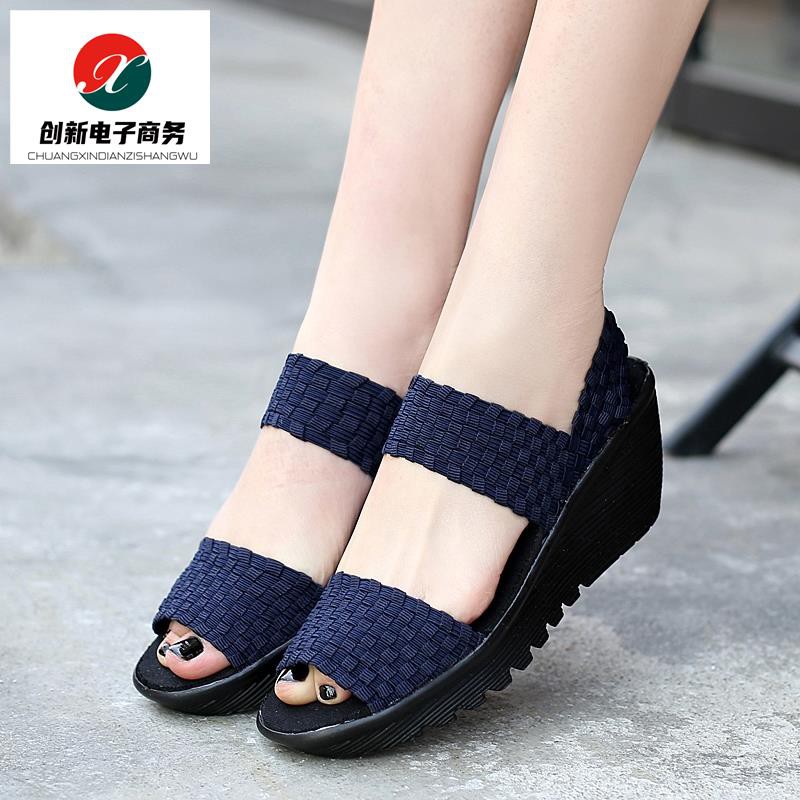 Plus Giày Sandal Đế Xuồng Thoáng Khí Phong Cách Hàn Quốc Thời Trang Mùa Hè Cho Nữ Skechers3839