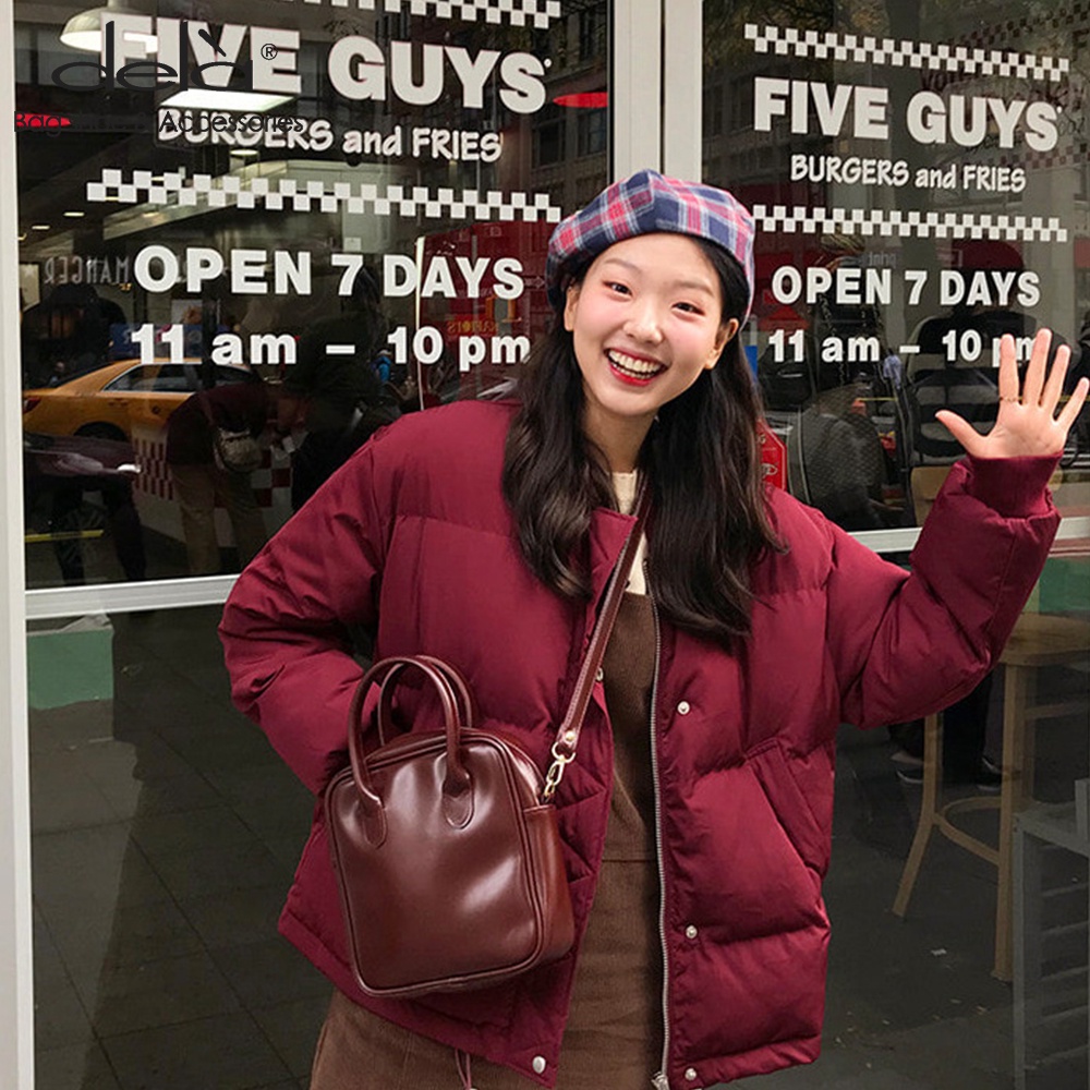 Dela Túi Đeo Vai Hình Vuông Màu Trơn Phong Cách Harajuku Hàn Quốc Cho Nữ