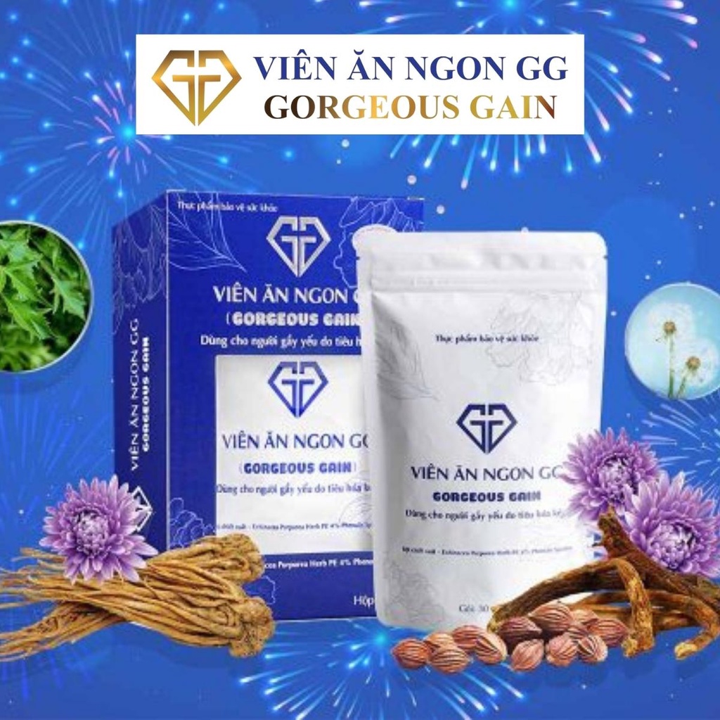 [hot sale]Viên Ăn Ngon GG Gorgeous Gain 30 Viên Giúp Tăng Cân Cải Thiện Hệ Tiêu Hoá Ăn Ngon Ngủ Sâu An Toàn Không Tác Dụ