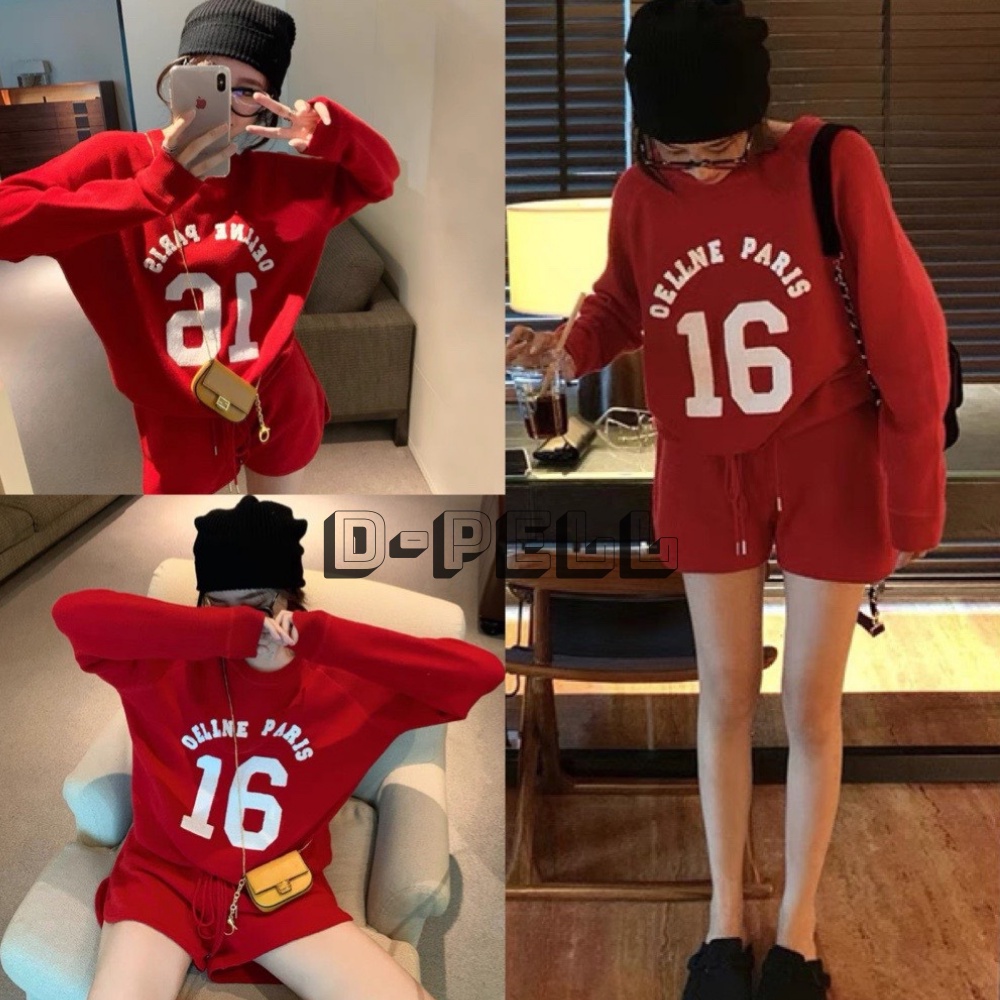 Sét bộ nỉ USA đỏ thể thao unisex 🍀áo dài kèm quần short chất nỉ da cá phong cách hàn quốc