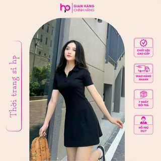 Đầm polo dáng ngắn, váy thun cổ bẻ chất thun borip phong cách trẻ trung đơn giản freesize