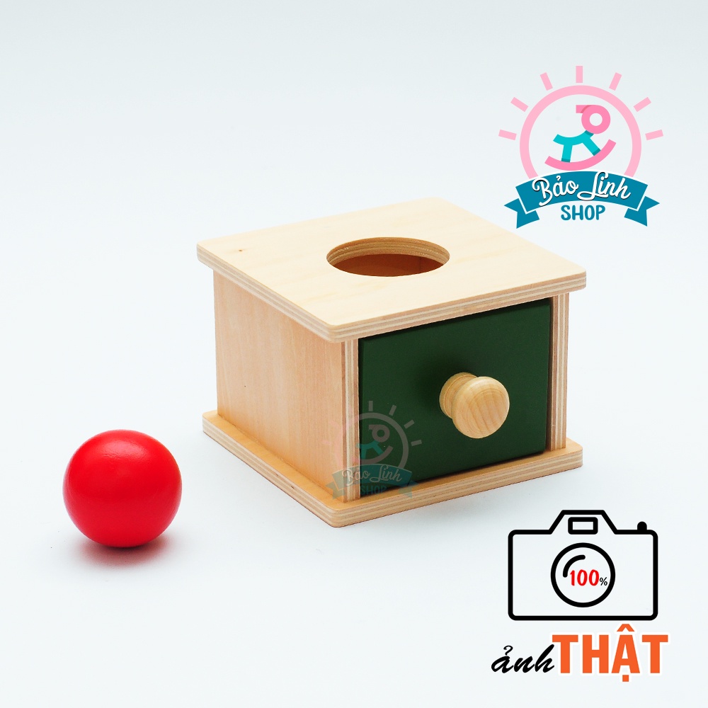 Giáo cụ Montessori 0-3 - Hộp thả bóng có ngăn kéo BẢN CHUẨN| Đồ chơi 6-9 tháng