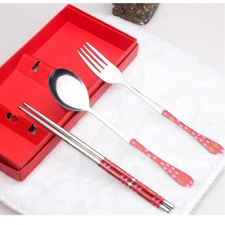 Bộ thìa đũa dĩa cá nhân bằng inox cán hoa cao cấp ( sét 3) 88151  SIÊU THỊ GIA ĐÌNH