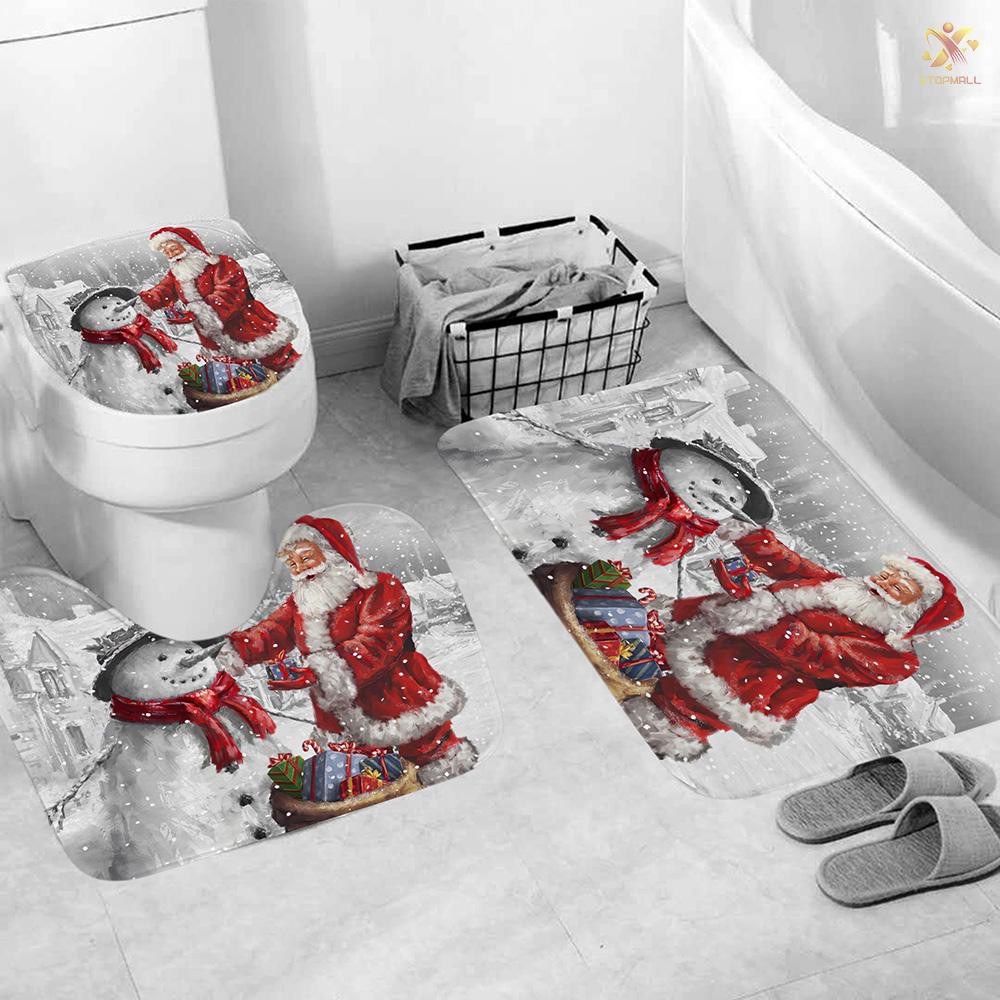 Rèm Phòng Tắm Chống Thấm Nước In Họa Tiết Giáng Sinh 3d