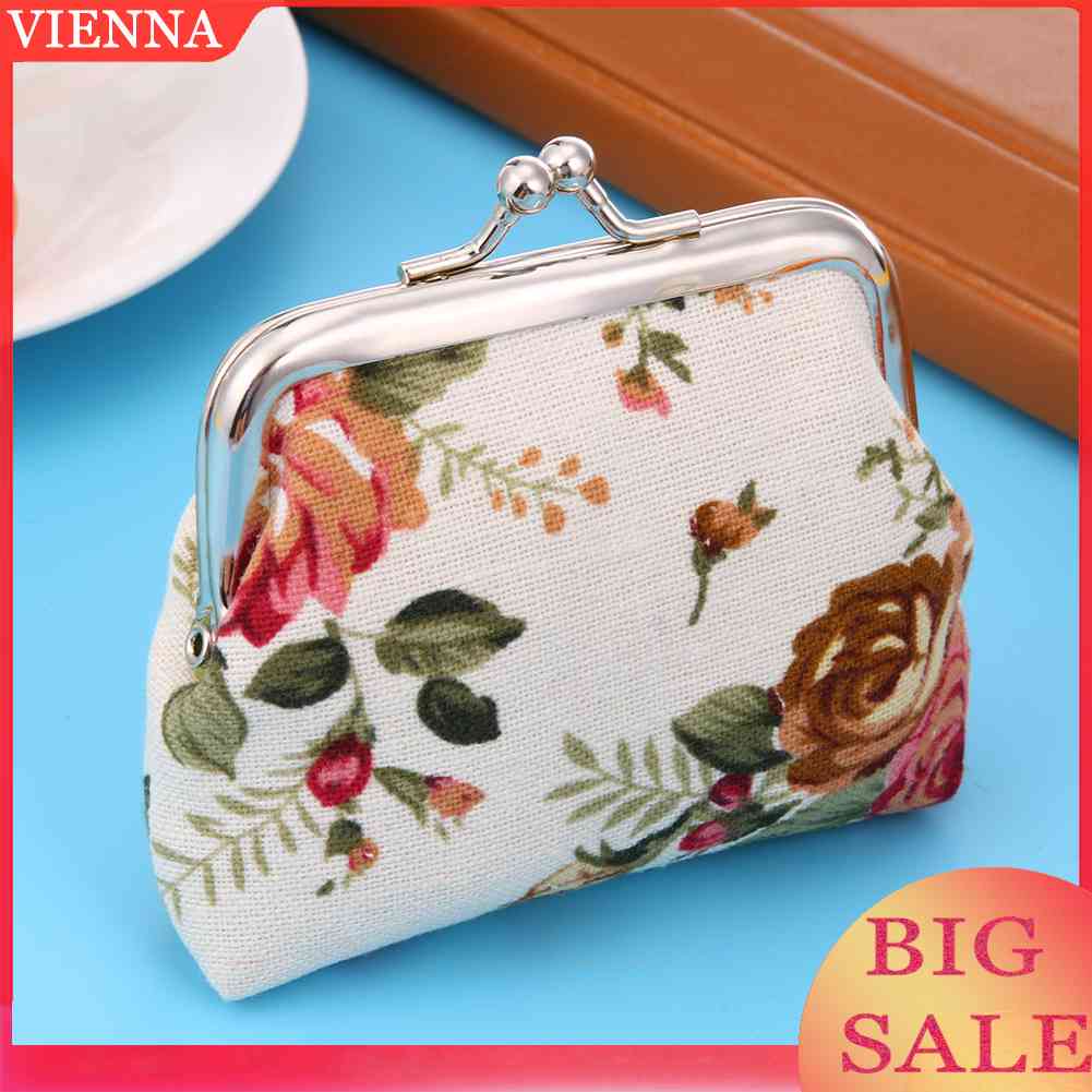 Ví Nữ Vải Canvas In Hoa Phong Cách Vintage Đáng Yêu