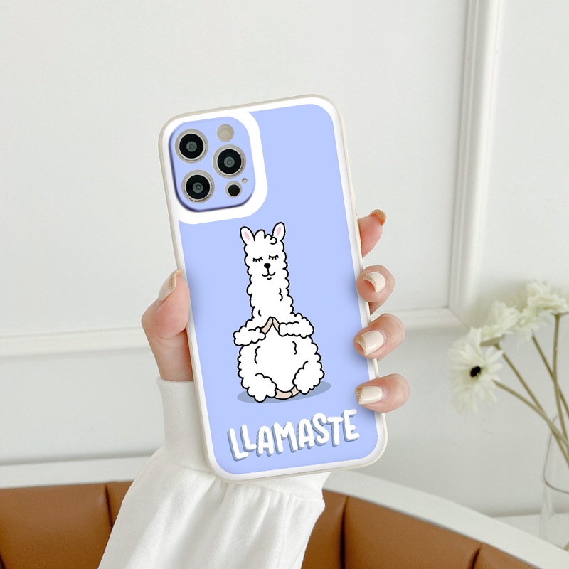Ốp iphone - Ốp lưng iphone cạnh vuông viền camera Lạc đà ngồi thiền dành cho ip 6 đến 14promax - ng184