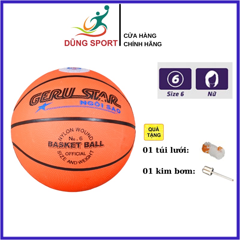 Quả banh bóng rổ GERU STAR số 5,số 6,số 7 chất liệu cao su, banh bóng rổ  Gerustar Basket ball thi đấu chính hãng