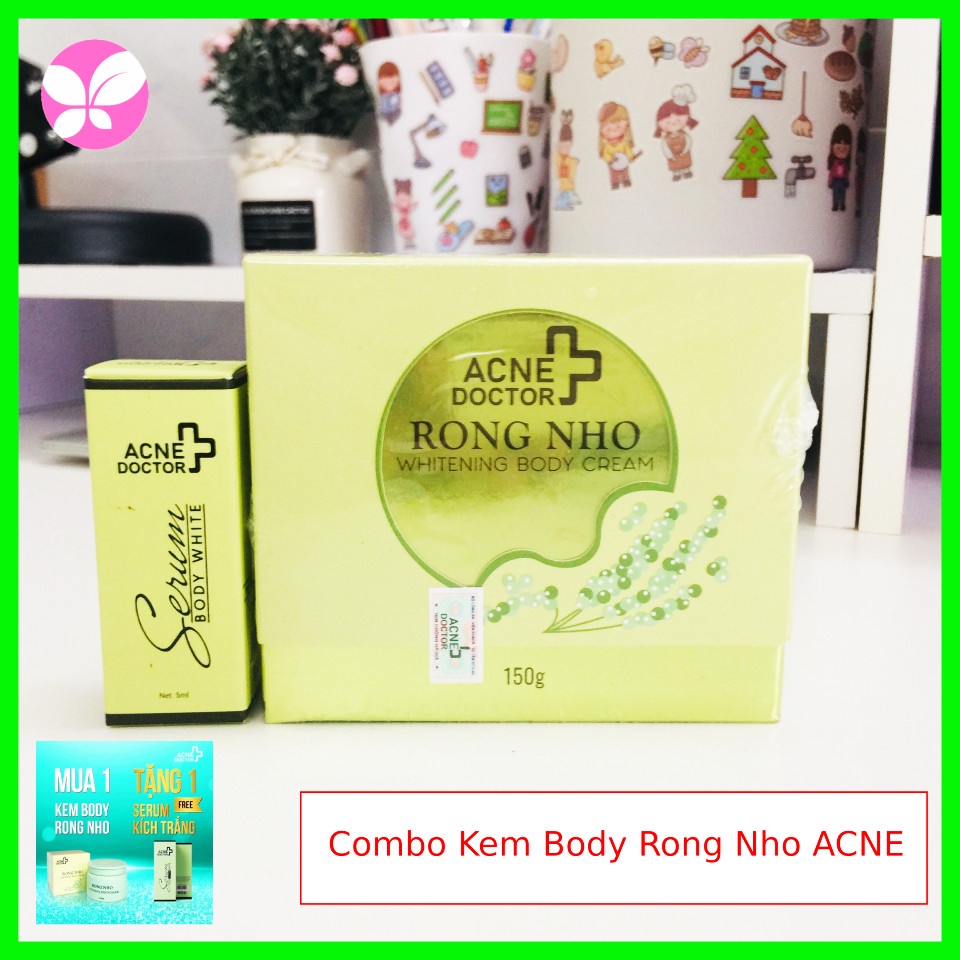 Kem Body Rong Nho ACNE - Tặng Kèm Serum kích trắng - Combo Kem body Rong nho Chính hãng 150gr