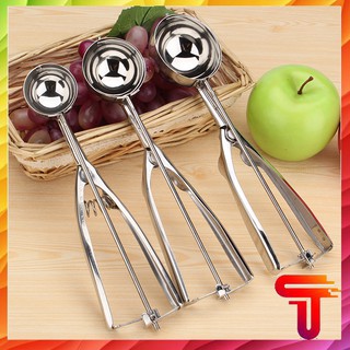 Muôi múc kem inox tay cầm lò xo size 4cm 5cm 6cm T3A1