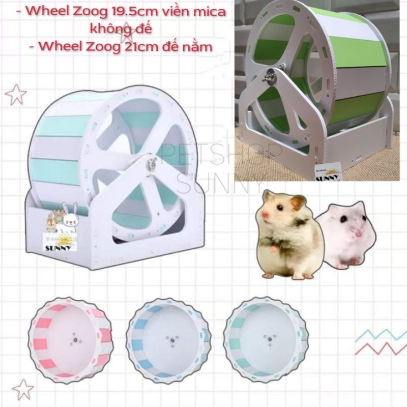 Wheel gỗ Zoog 19.5cm và 21cm, wheel gỗ viền mica cho hamster