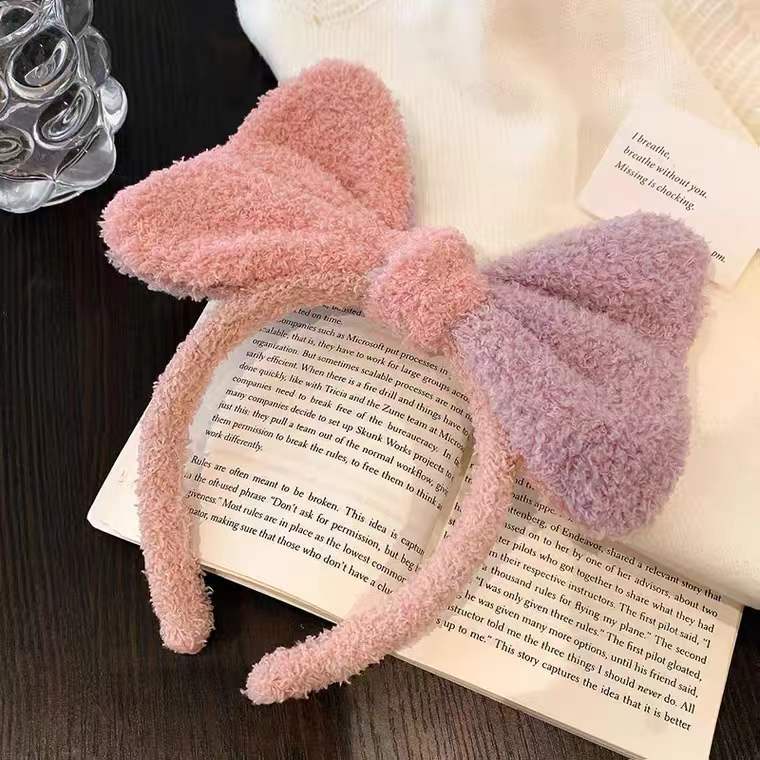 Băng Đô Cài Tóc Rửa Mặt Đính Nơ Bằng Nhung Dễ Thương Xinh Xắn Cho Bé Gái