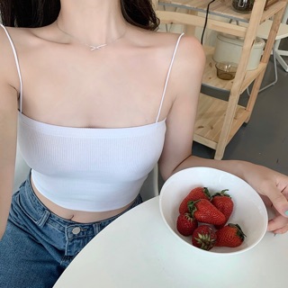 [ảnh thật] Áo 2 Dây Croptop Sợi Bún Chất Len Tăm ✨