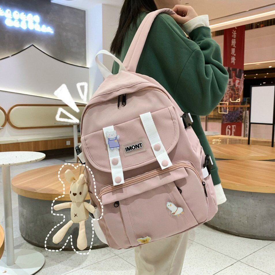 Balo đi học UlZZANG BASIC THỜI TRANG IMONT In hình Mèo xám Backpack Nhiều Ngăn Tiện Dụng  | CoolZy