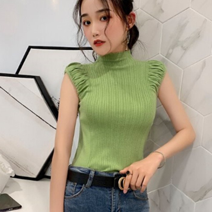 Áo len sát nách cổ lọ màu sắc đơn giản cho nữ | BigBuy360 - bigbuy360.vn