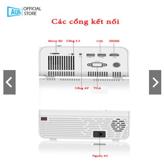 Máy chiếu mini AUN HD C90 - Độ phân giải thực chuẩn HD - Kết nối điện thoại, laptop - Độ sáng cao - Bảo hành 12 tháng