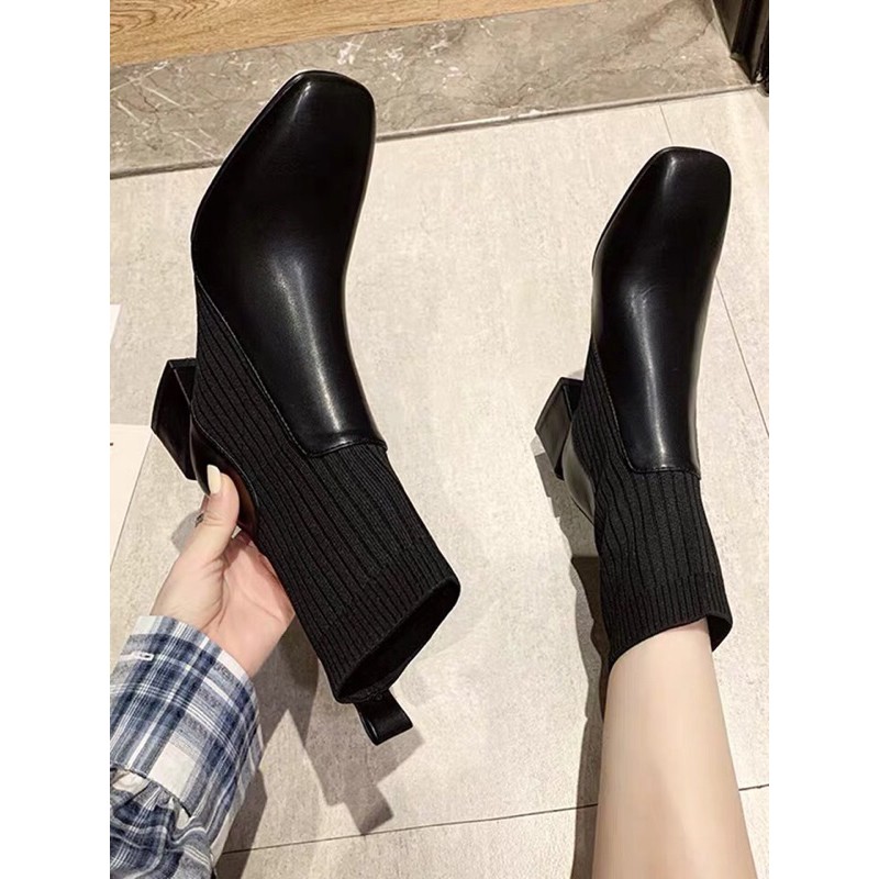 [💥 Ảnh Thật Phía Cuối] Boot Da Mix len Siêu Xinh Cho Mùa Đông❄️ | BigBuy360 - bigbuy360.vn