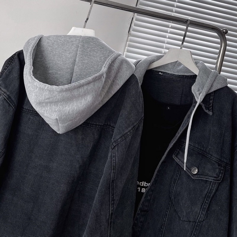 Khoác Bò Phối Nón Unisex Phom Đẹp