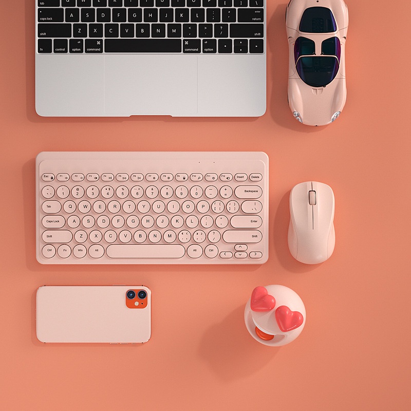 Bộ bàn phím + chuột không dây Logitech cỡ nhỏ dễ thương có đầu cắm USB ngoài dùng cho máy tính và laptop