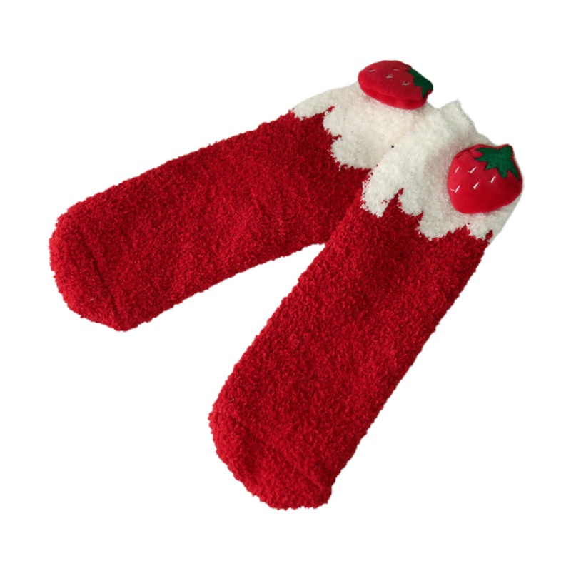 Vớ Nhung San Hô In Hình Trái Cây Hoạt Hình 3d Ấm Áp