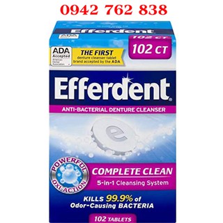 Viên sủi ngâm răng hàm giả 102 viên Efferdent Complete Clean Anti-Bacterial Denture Cleanser 102 Tablets