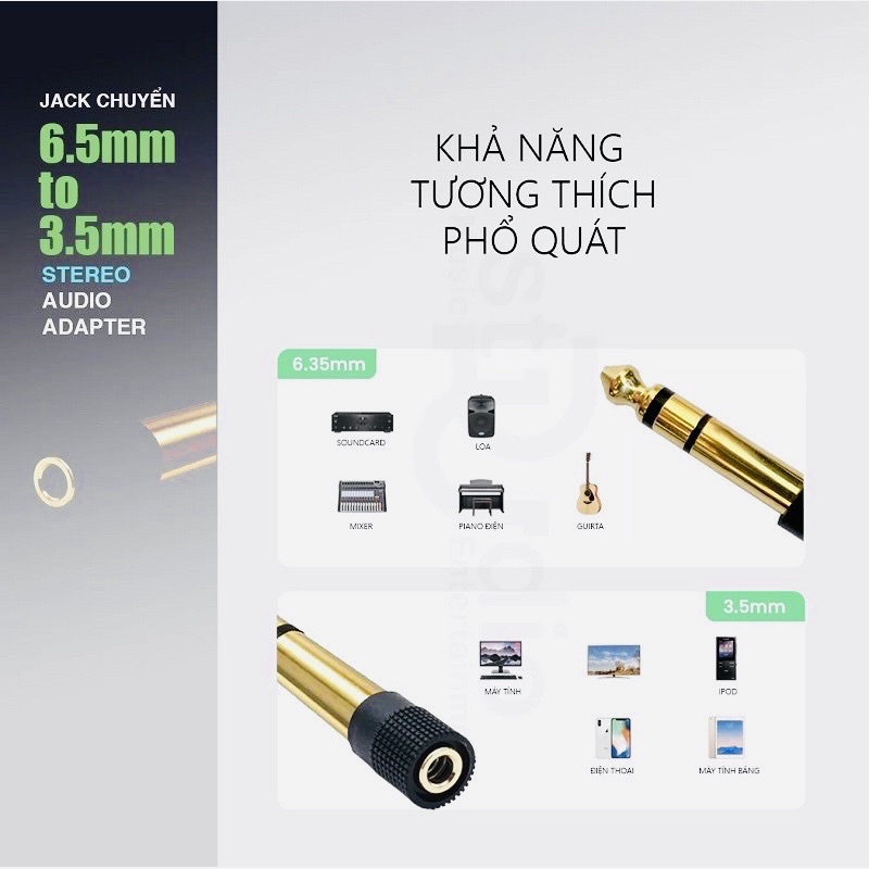 Jack chuyển 6.5 sang 3.5 ⚡ HÀNG CAO CẤP ⚡ Mạ Vàng Chuyển Đối Tín Hiệu Âm Thanh Chất Lượng Cực Cao