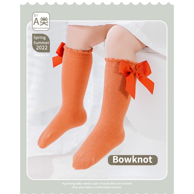 Vớ Dài Đính Nơ Màu Sắc Ngọt Ngào Thời Trang Xuân Thu Cho Bé Gái