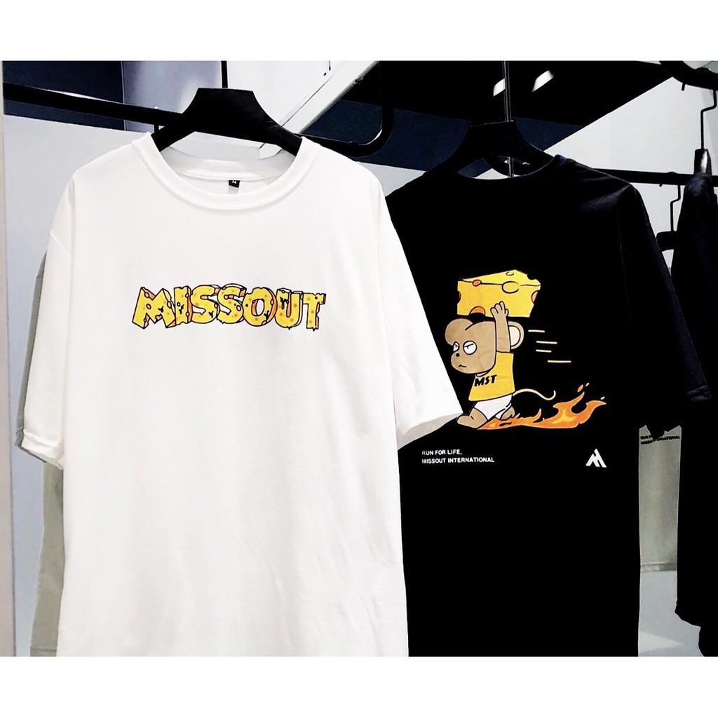 Áo Thun CHUỘT RUN FOR LIFE MIS.OUT. Ulzzang Unisex 1hitshop | BigBuy360 - bigbuy360.vn