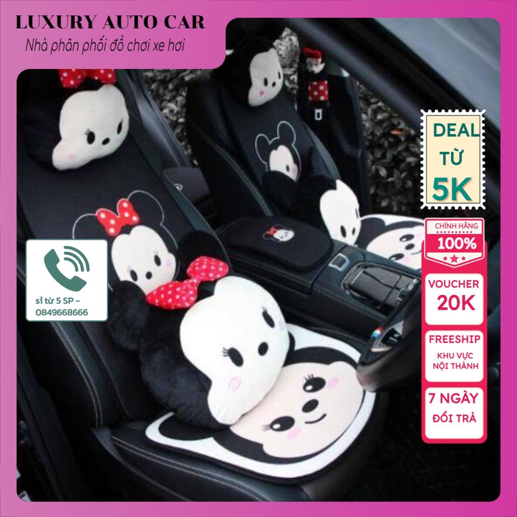 (HÀNG CÓ SẴN) Gối Tựa Đầu/ Tựa Lưng Trên Ô Tô Hình Chuột Mickey Dễ Thương